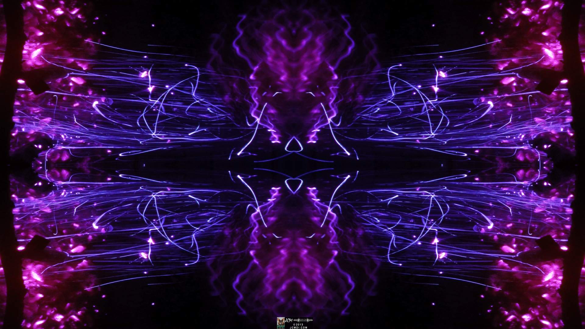 Quadroscopic art made from a still image � Fireplace coals and firefall